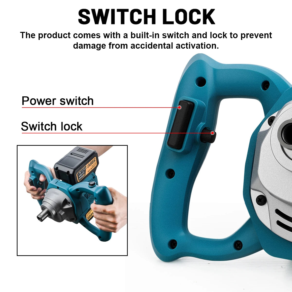 Gisam 40V Brushless Electric Concrete Mixer 6Speed Cordless Cement Mortar Plaster Paint Blender For makita 18v battery pin