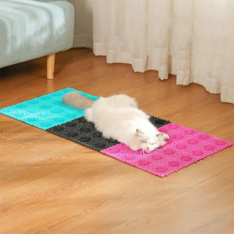 Cat Scratch Mat Square Pet Floor Scratcher for Cats Pet Self-service Massage Brush Kitten Hair Remover Brush Cat Accessories