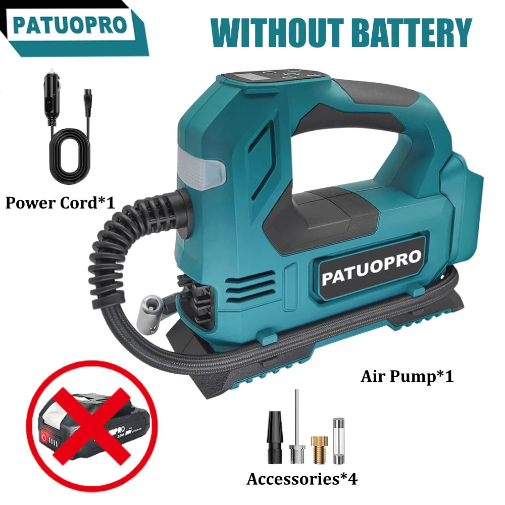 PATUOPRO Digital Display Electric Air Pump 600MM Cordless Car Tire Automatic Inflatable Home Power Tool For Makita 18V Battery