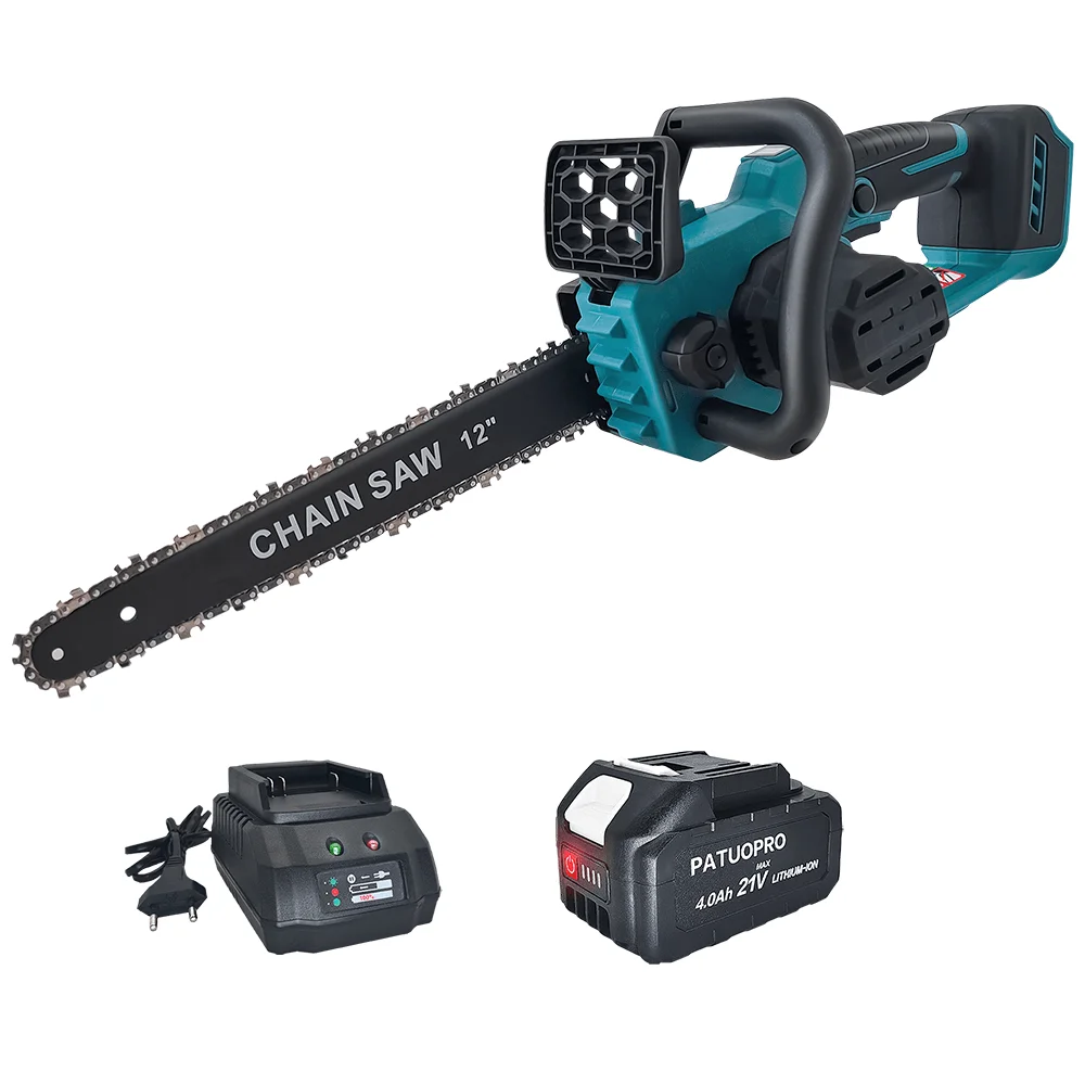 12 Inch Brushless Handheld Electric Saw Cordless Rechargeable Chainsaw Wood Cutting Woodwork Garden Tools For Makita 18V Battery