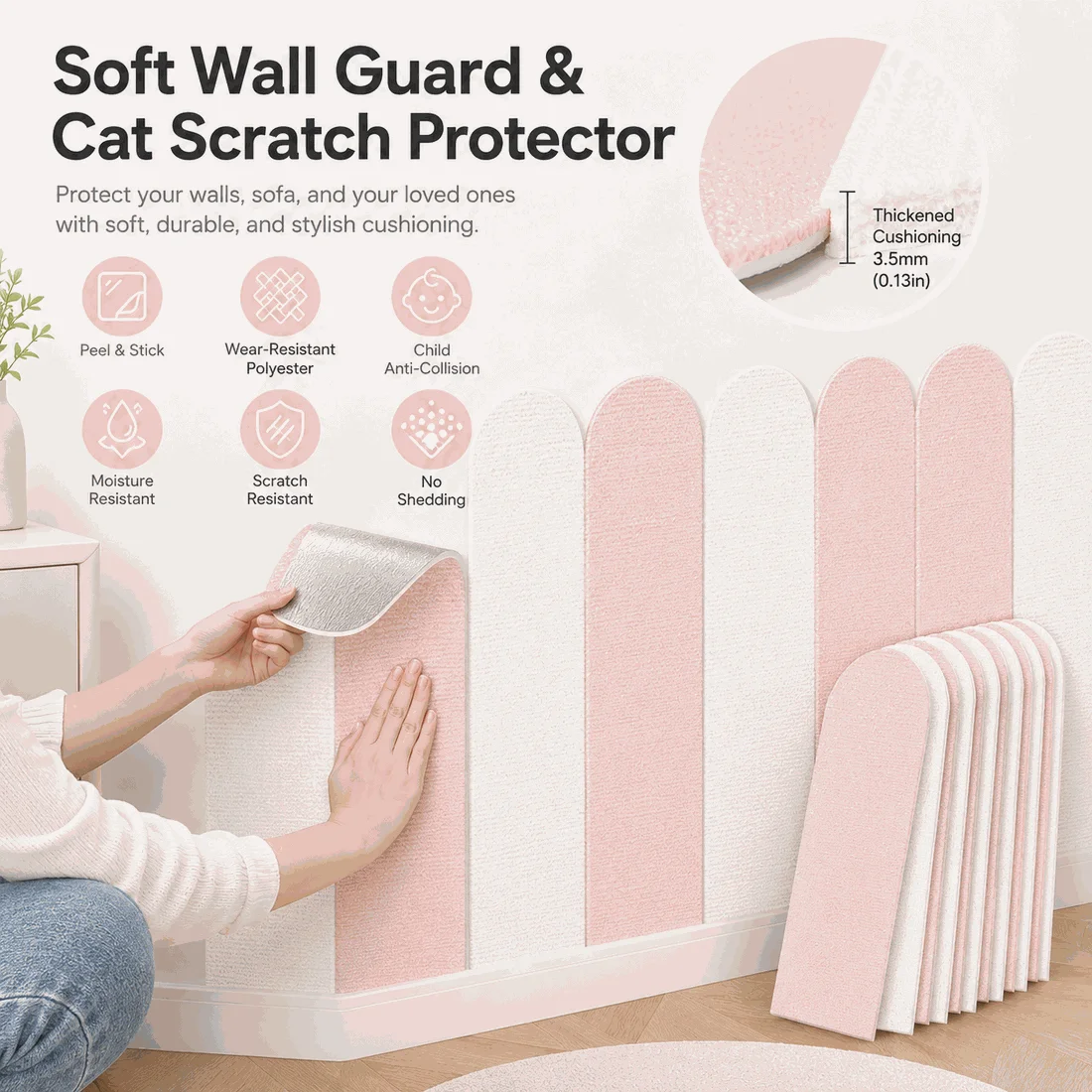 Self Adhesive Cat Scracher Wall Protector Pads Thickened Scratch Resistant Peel Stick Panels for Bedroom Sofa Decor 60x15cm