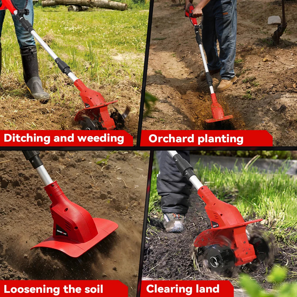 ONEVAN Borstelloze 1600W Elektrische Tuinfrees Cultivator Grastrimmer Grondbewerkingsmachine voor Makita Accu