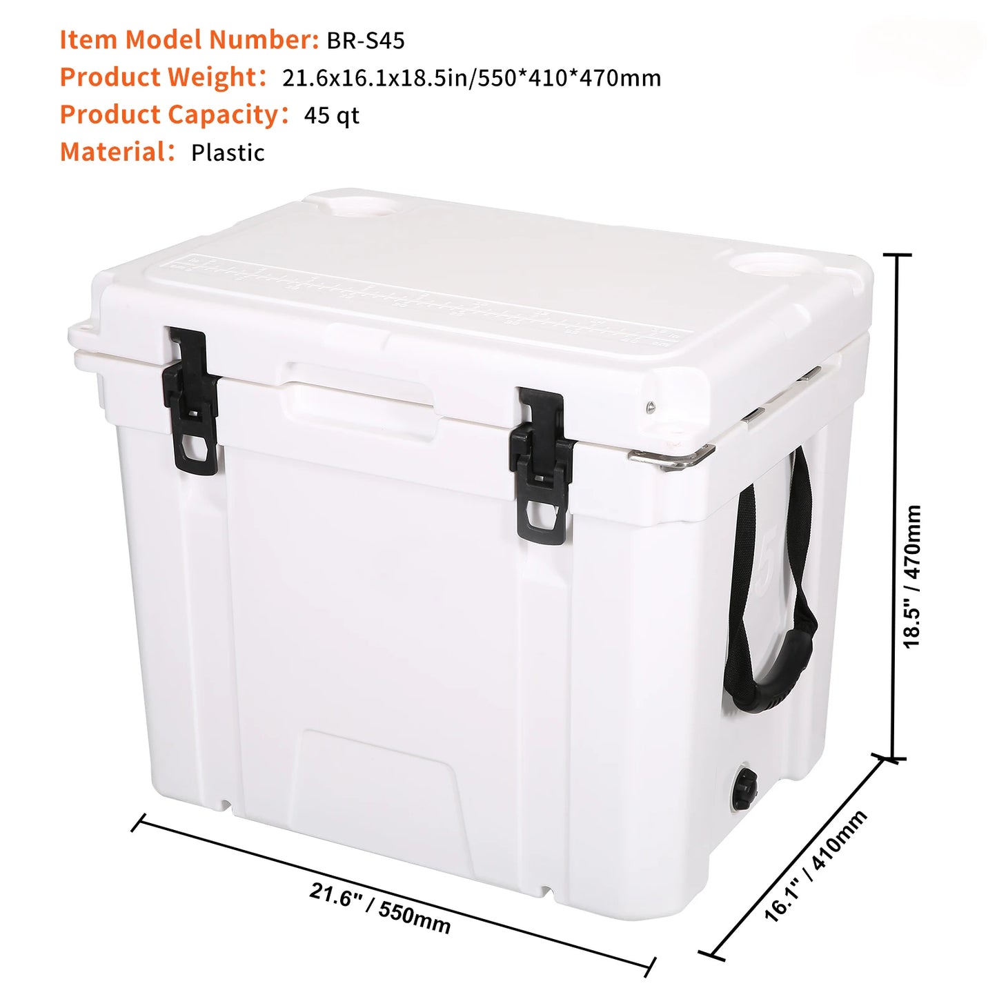 SucceBuy 25/33/45/52QT Hard Cooler Insulated Portable Large Capacity Ice Chest Cooling Box for Family Outdoor Camping Activities