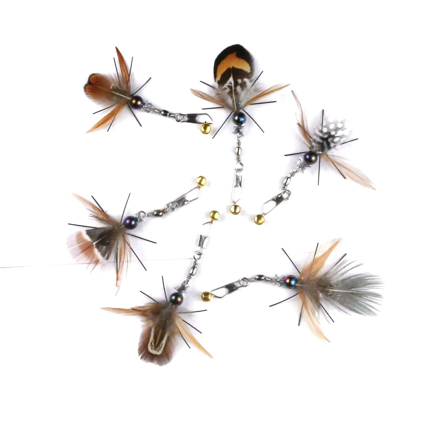 3pcs/4pcs Artificial Insect Cat Teaser Stick Accessories Brown Feather Replacement Head Kitten Pet Toy Wand