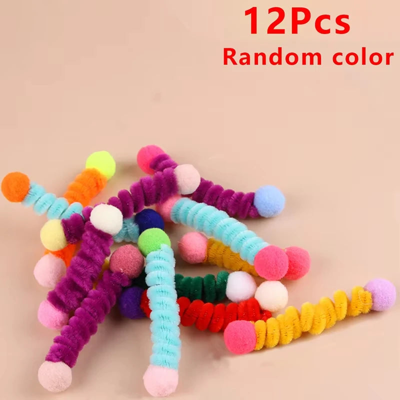 12/24Pcs Cat Spring Toys Interactive Pet Toys for Cats Colorful Random Color Cat Teaser Toy Bite-resistant Kitten Toys