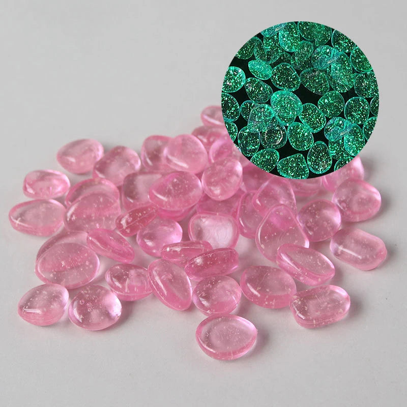 100pcs Luminous Stones in The Dark Pebbles Stones for Fish Tank Aquarium Aquatic Landscape Home Decor 2cm