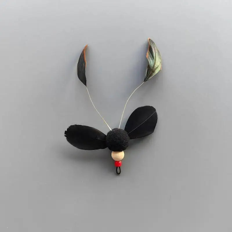 Lot de 2/4 jouets pour chat en forme d'insecte artificiel avec plumes, couleurs aléatoires, têtes de rechange pour canne à pêche, accessoires pour jouets pour animaux