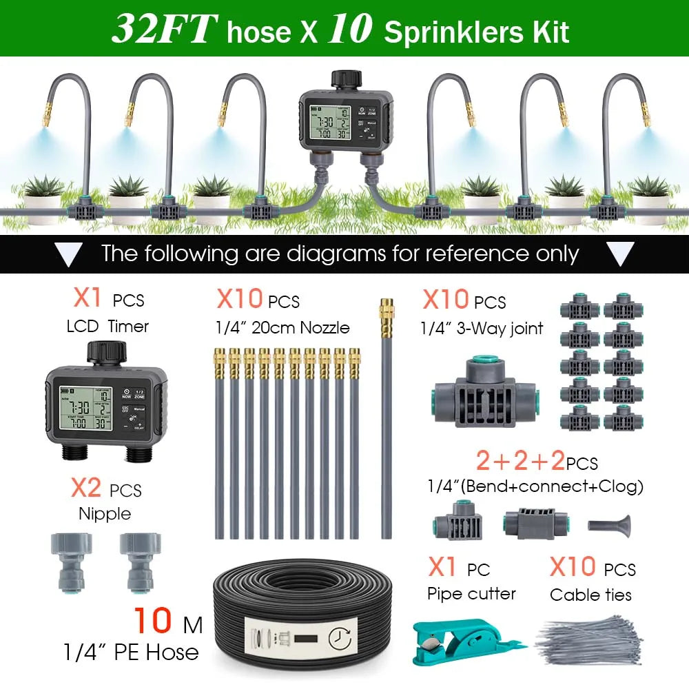 Dual Zone Independent Smart LCD Display Garden Watering Timer Atomization Spray Kit Mist Cooling System Irrigation Controllersmart garden watering timer - Quality Shopping Centre