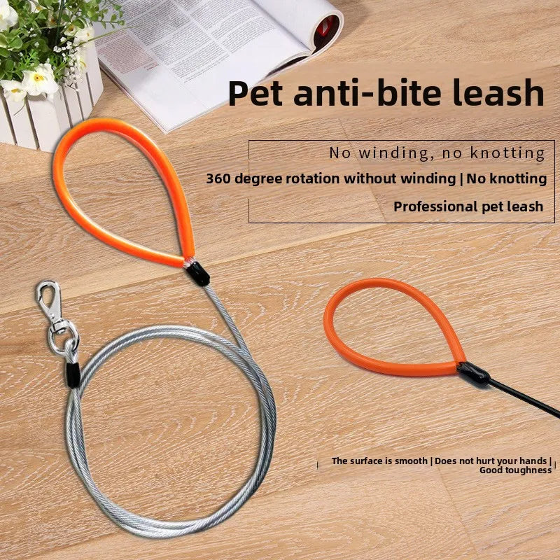 Dog Leash Steel Wire Dogs Chain Anti-Bite Leash for Dog Walking Traction Rope 200cm Long Chew Proof Dogs Leashes Pet Accessories