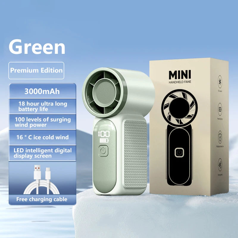 Lenovo Portable Handheld Mini Fan 5 Speed Adjust Type C Rechargeable Fan Digital Display Desktop Fan Outdoor