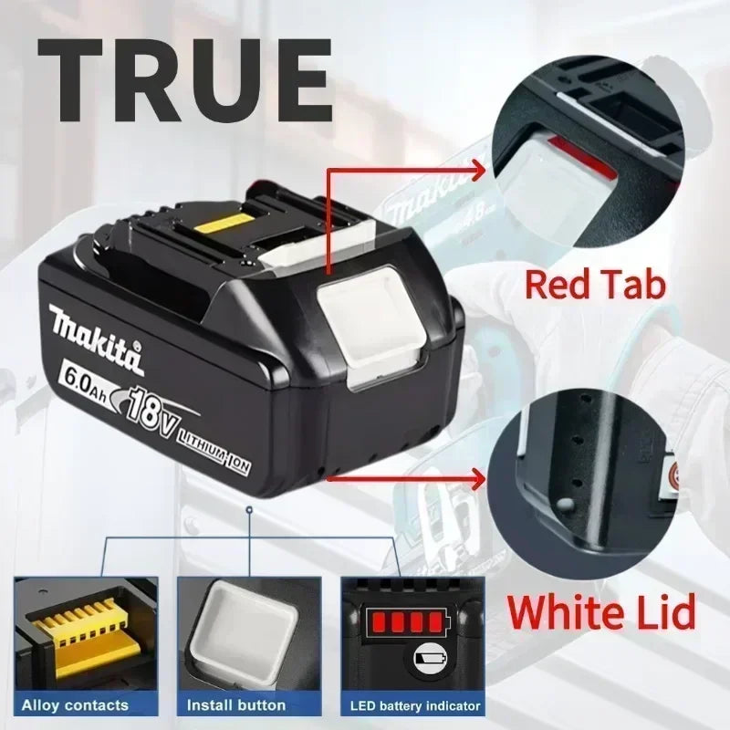 Makita 18V 6.0Ah Battery Original Lithium ion Rechargeable Battery 18V 6000mAh Replacement Battery BL1860 BL1850 BL1860B