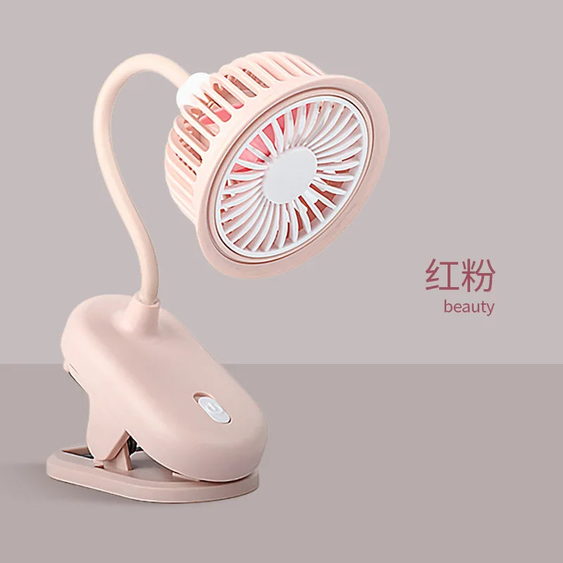 Lenovo USB oplaadbare clip-on kleine ventilator, 360° verstelbare mini-ventilator op batterijen, krachtige wind, flexibele nek, stille desktopventilator
