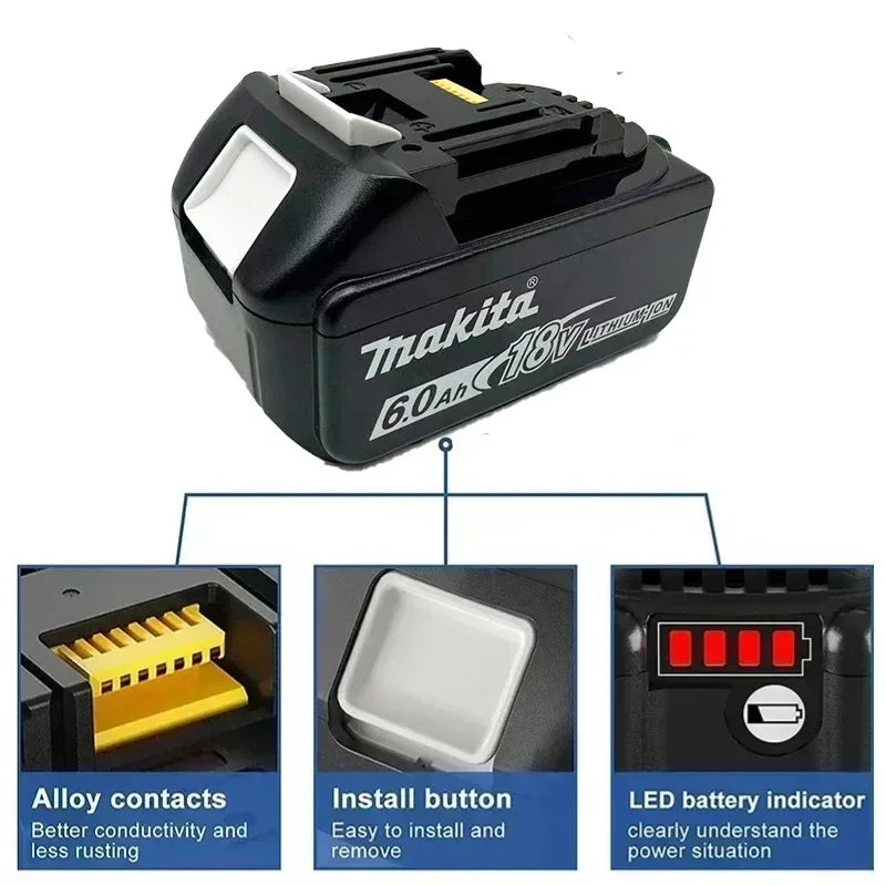 100% original Makita 18V 6.0Ah Rechargeable Battery ,For Makita BL1830 BL1830B BL1840 BL1840B BL1850 BL1850B Power Tools Battery