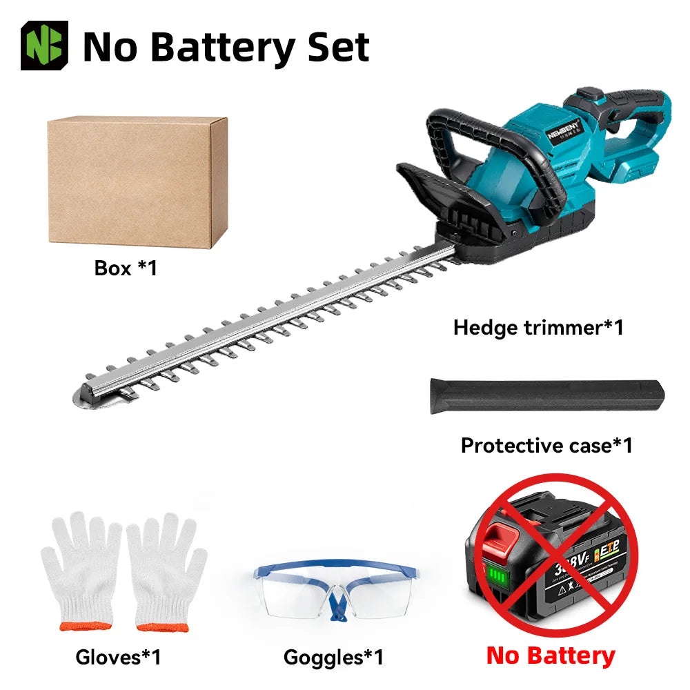 NEWBENY 530MM Electric Hedge Trimmer 180° Adjustment Angle Lawn Mower Hedge Pruner Garden Power Tool For Makita 18V Battery Pin