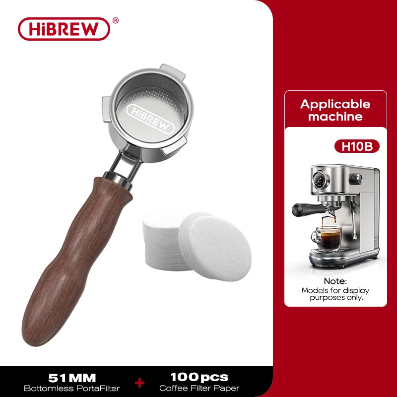HiBREW Koffie Bottomless Portafilter 51MM 58MM Filterbakje Espressomachine Barista Tool H10A H10B H7A H10 Plus