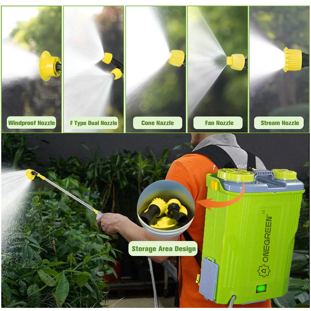ONEGREEN Electric Sprayer 20L Large Capacity Yard Lawn Spraying Pesticide Dispenser Garden Watering For Makita 18V Battery Pin
