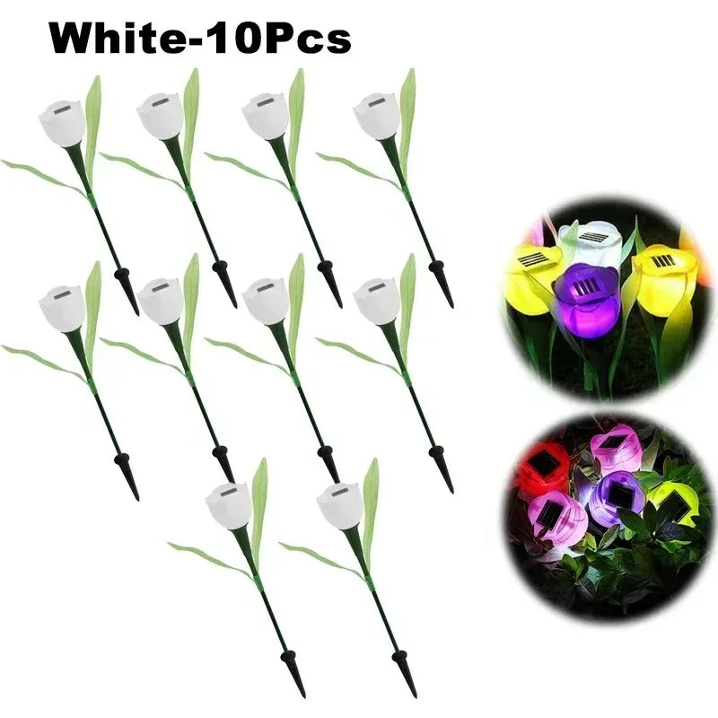 Solar Powered Tulip Garden Lights IP44 Waterproof Auto on Off LED Outdoor Lighting for Yard Lawn Party Night Decoration