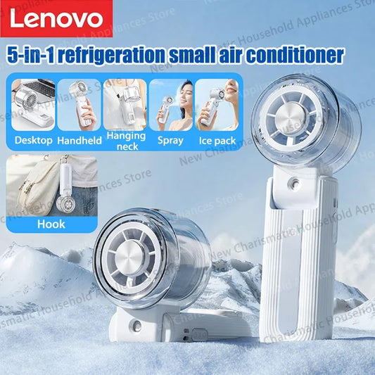 Lenovo High-speed Ice Coating Semiconductor Handheld Spray Cooling Fan Folding Fan Turbine Portable Fan for Home Office Outdoor