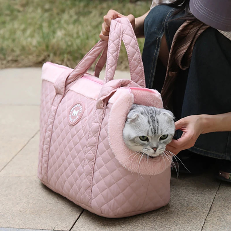 Winter Warm Pet Cat Carrying Bag Thickened Plush Cat Carrier Bag Single Shoulder Bag for Small Dogs Cats Pet Supplies