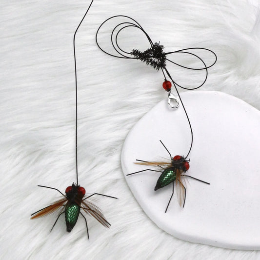 2pcs Simulated Fly Cat Toy Replaces Head Cat Teasing Stick Teasing Interactive Wand Little Bug Pet Toy