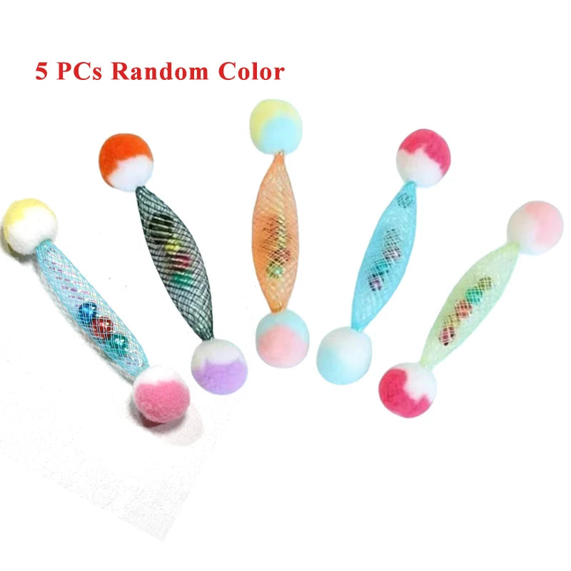 3/5 PCs Funny Cat Spring Toys with Bells Interactive Cat Sounding Tease Toy Random Color Kitten Teaser Toy Cat Accessories