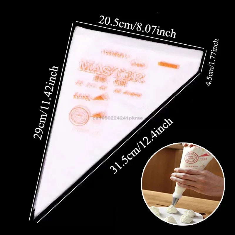 Disposable Cream Pastry Bag Pastry Piping Bag Cake Decorating Tools Cupcake Piping Kitchen Baking Accessories 200/100PCS