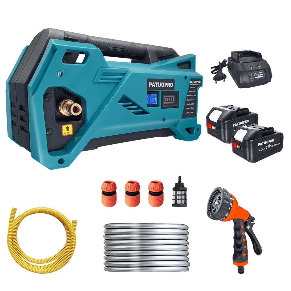 10m Hose Cordless Water Pump 500W for Garden Irrigation and Car Cleaning - Compatible with Makita 18V Battery - Quality Shopping Centre