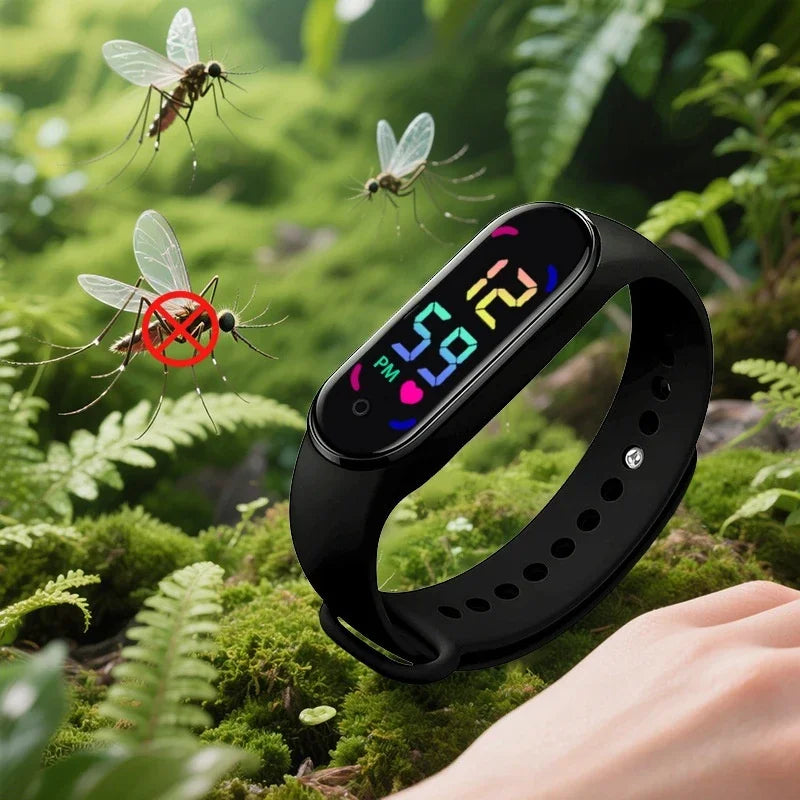 Montre connectée Lenovo avec bracelet anti-moustique à ultrasons, écran tactile LED et lumière dégradée colorée pour enfants en extérieur