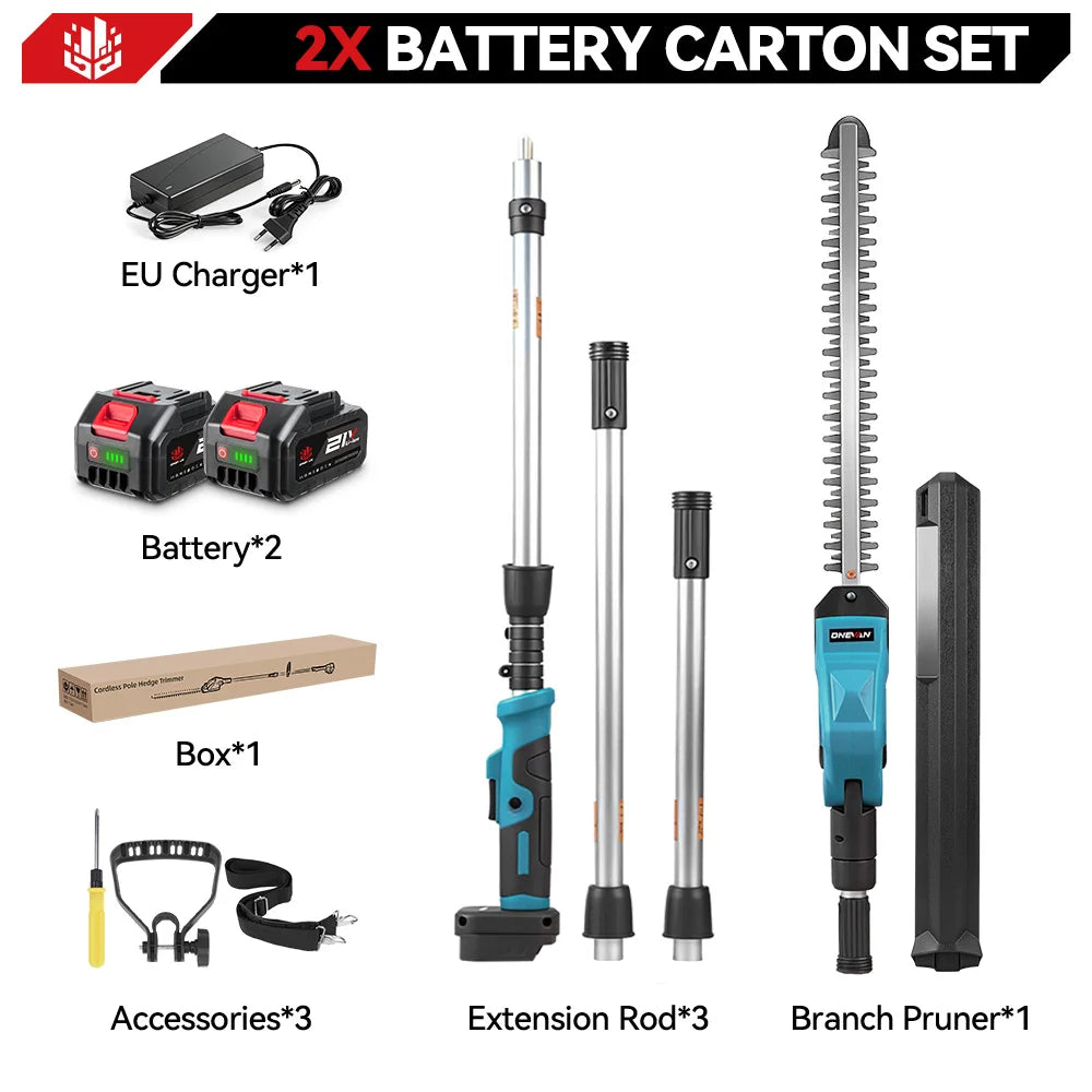ONEVAN Electric High Branch Hedge Trimmer Cordless Telescopic Hedge Shear Garden Tools Pruning Saw For Makita 18V Battery Pin