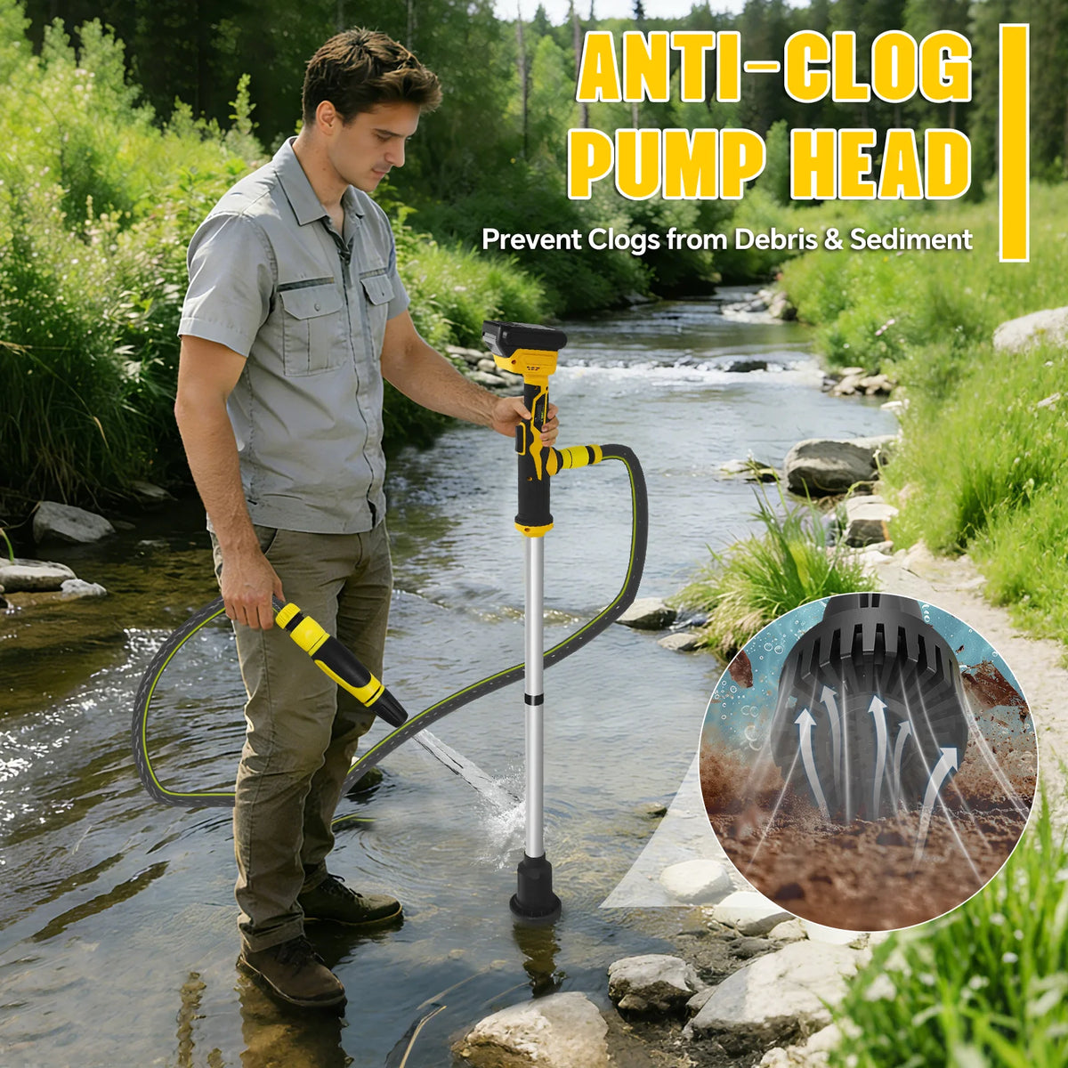 Draadloze wateroverdrachtpomp 40 l/min, draagbare elektrische waterpomp voor zwembad, tuin en vijver, geschikt voor DeWalt 20V-accu