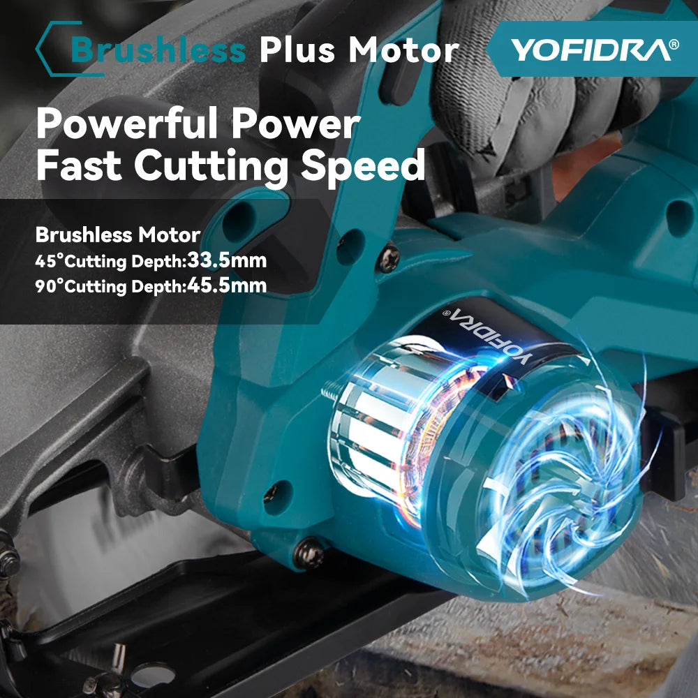 YOFIDRA 185MM Brushless Electric Circular Saw Rechargeable Household Saw Multifunction Cutting Machine For Makita Battery Pin
