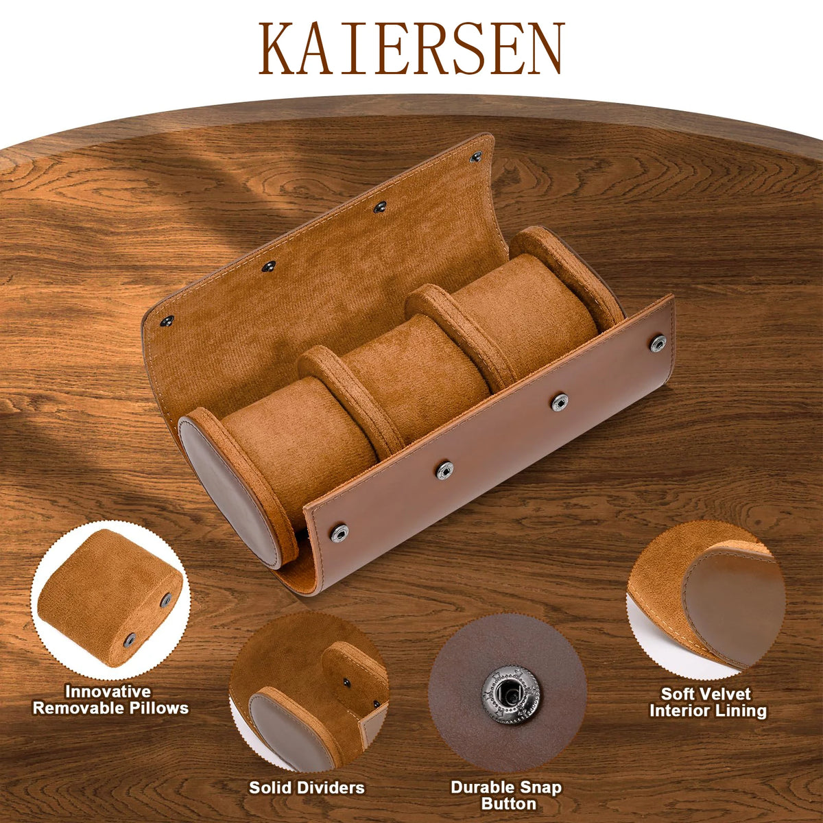 Watch Roll Travel Case-1/2/3 Slot Watch Storage and Organizer-Secure Storage with Innovative Removable Pillows & Solid Dividers
