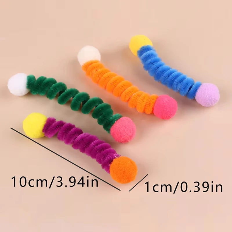 12/24Pcs Cat Spring Toys Interactive Pet Toys for Cats Colorful Random Color Cat Teaser Toy Bite-resistant Kitten Toys