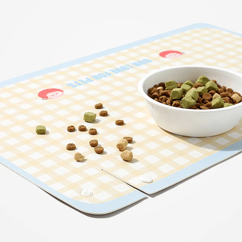 PU 45x30cm Pet Feeding Mat Half-surrounding Pet Placemat for Cats Dogs Non-Slip Dog Feeding Mat Cat Placemat Dog Accessories