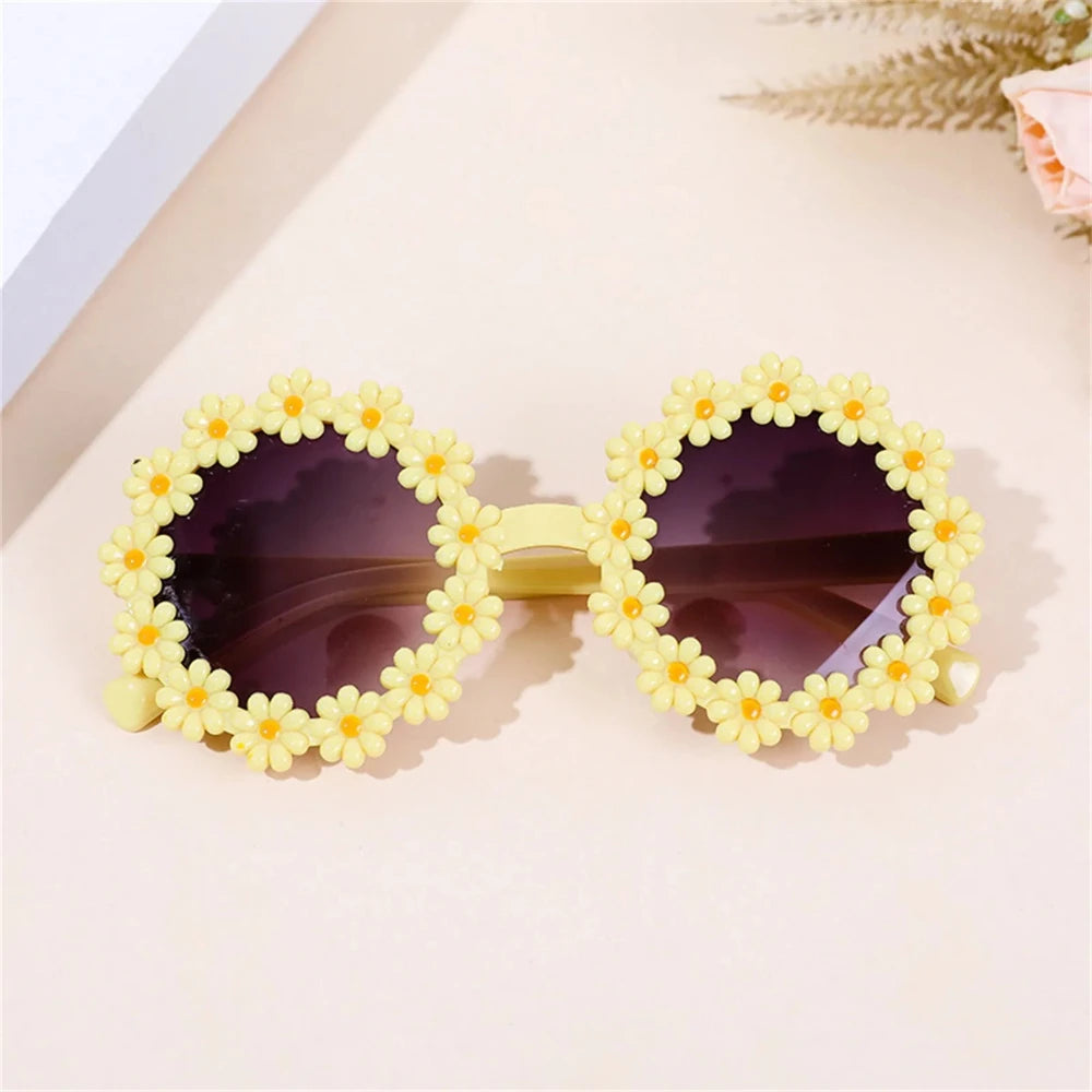 Accessoires pour animaux : lunettes de soleil rondes à fleurs, accessoires de déguisement pour photos pour chats, petits chiens et laisse en paracorde