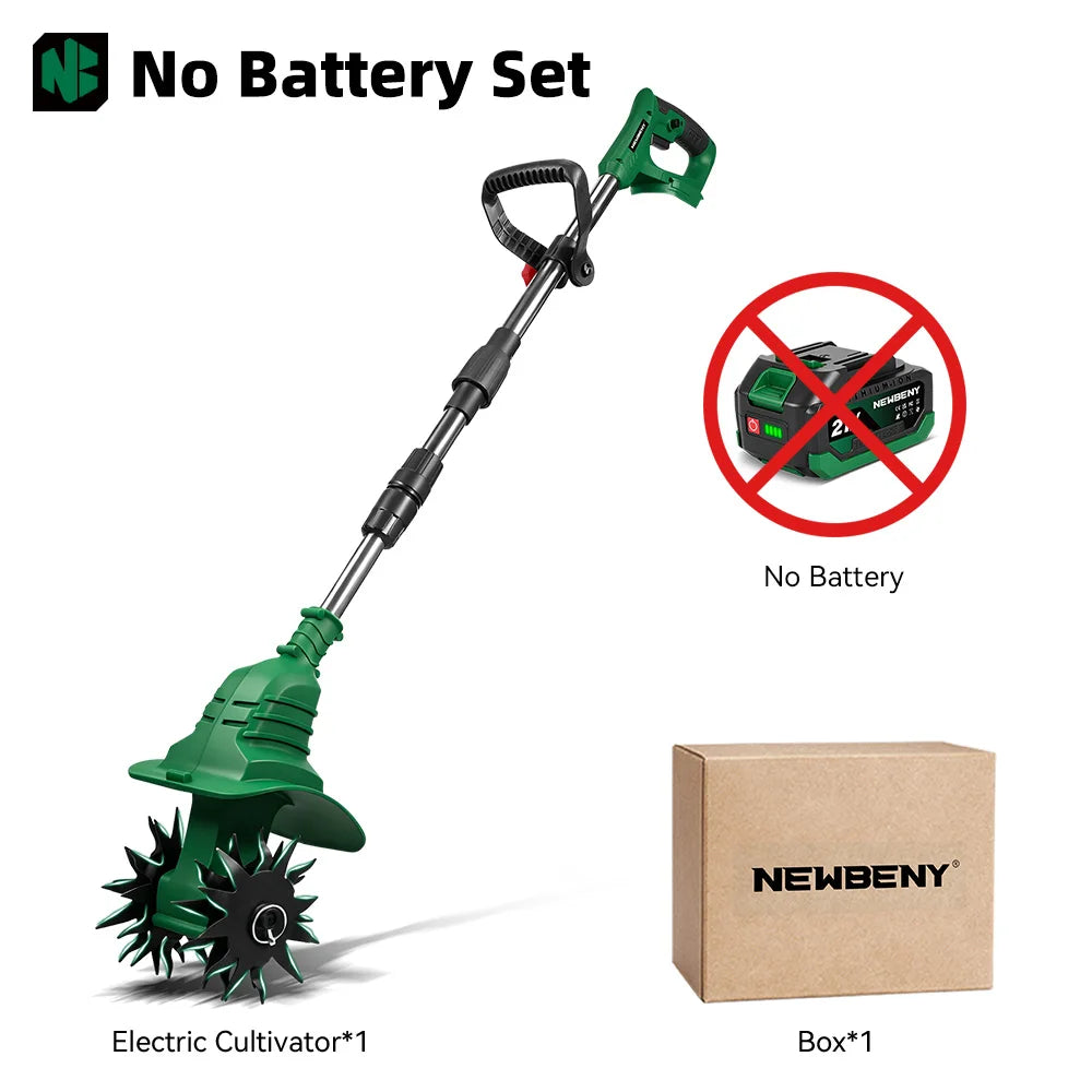 NEWBENY Motobineuse électrique rotative, cultivateur, coupe-bordures portable, outil de jardinage pour labourage et tonte, compatible avec batteries Makita 18-21V