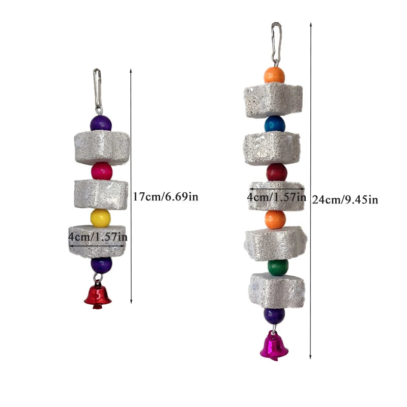 Natural Mineral Teeth Molar Stone Pet Hanging String Molars Toys for Guinea Pig Hamster Rabbit Teeth Grinding Stone