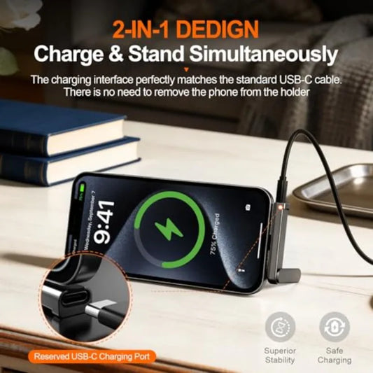 240W krachtige USB-C snellaadkabel, multifunctionele, afneembare, opvouwbare telefoonstandaard, adapter, datatransfer- en oplaadsnoer