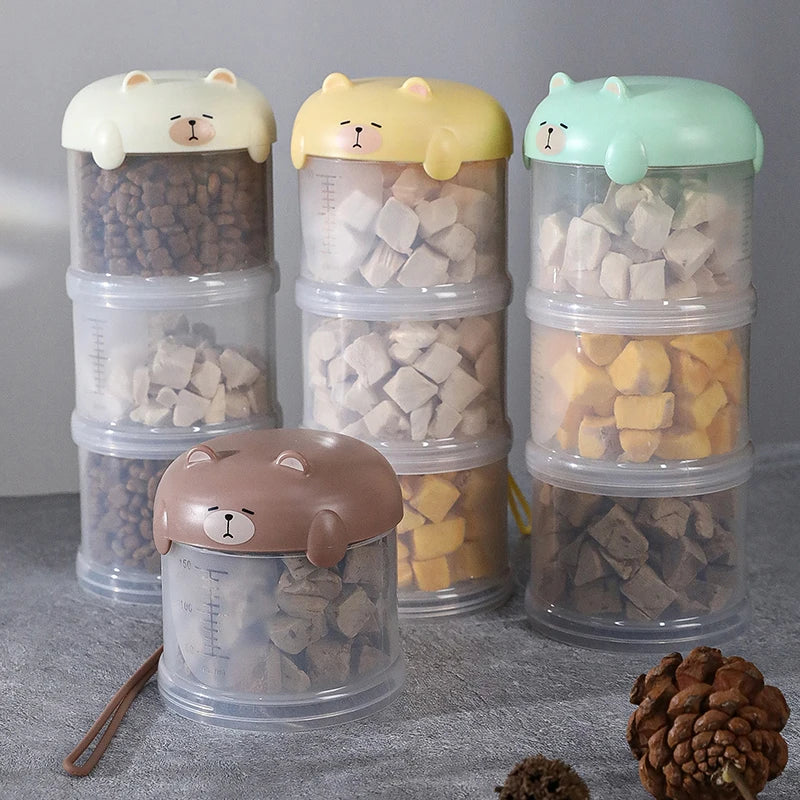 3 Layers Pet Food Storage Container Outdoor Portable Dog Food Dispensing Tank Transparent Sealed Food Storage Jar with Scale
