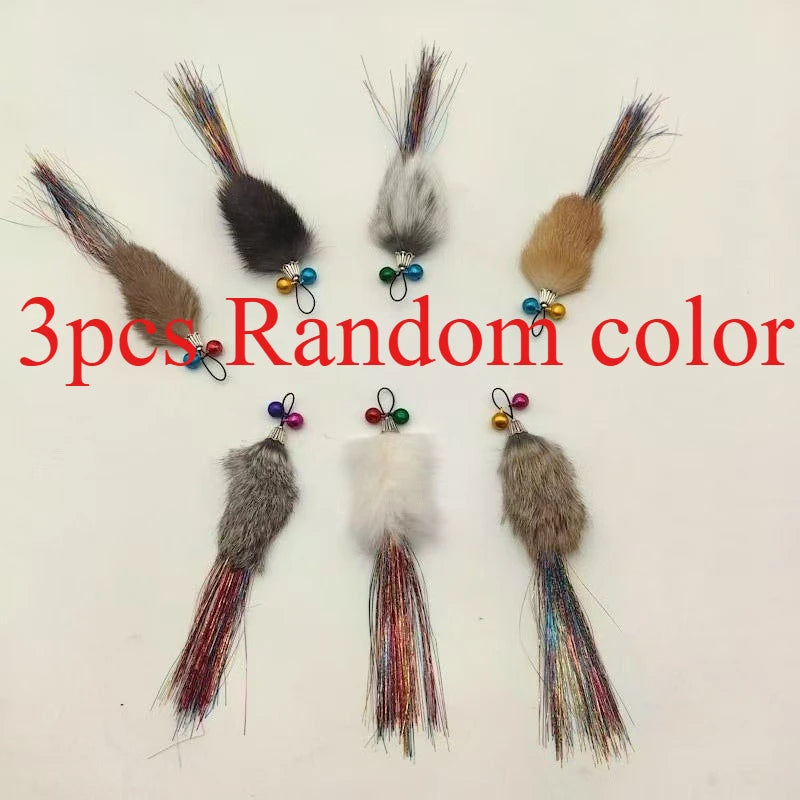 Lot de 3/5 têtes de rechange en peluche imitation poils de lapin pour jouet canne à chat