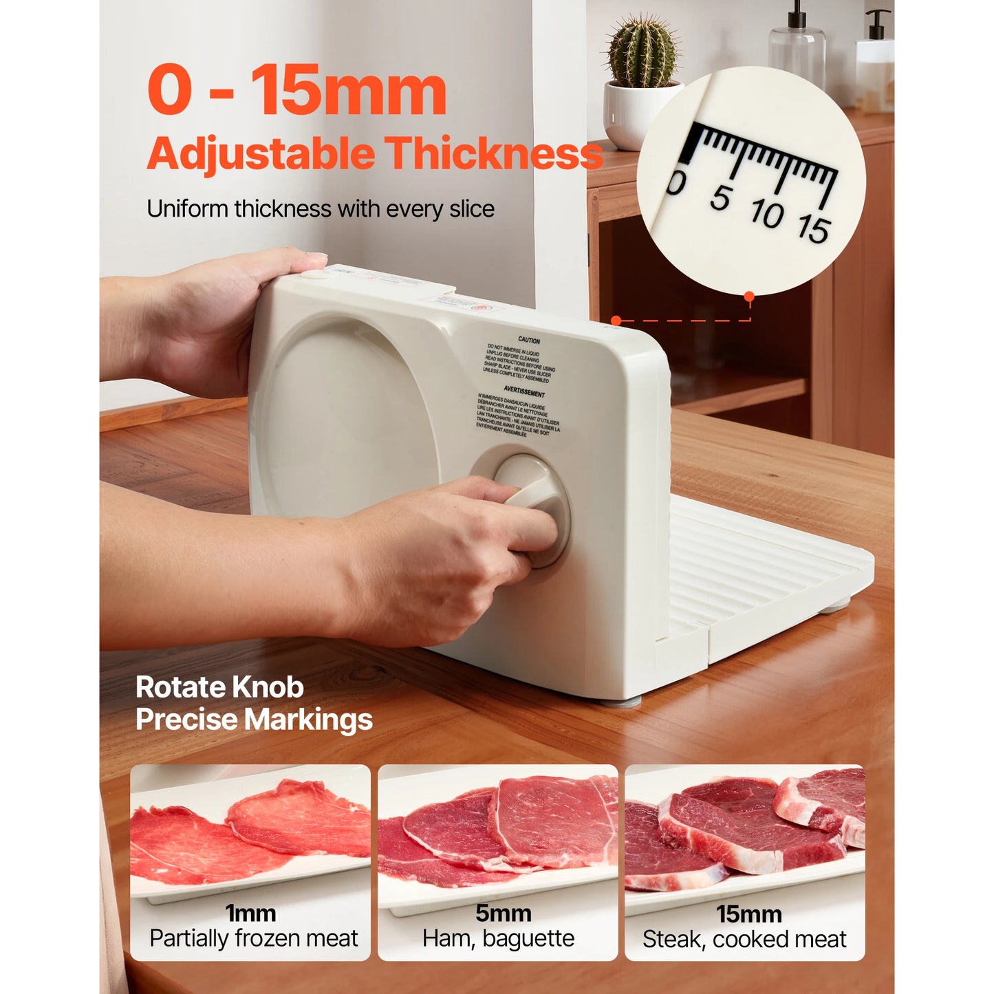 SucceBuy Meat Slicer 180W Electric Deli Slicer Machine with 170 mm Sharp Blade Home Meat-Slicer with 60-90 RPM Slicing Speed