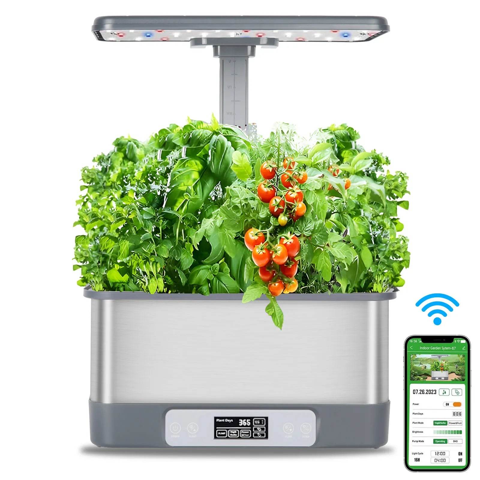 APP Hydroponics Growing System Kit Smart Indoor Garden Remote Control,8 Planting Sponge ,with LED Grow Lights - Quality Shopping Centre