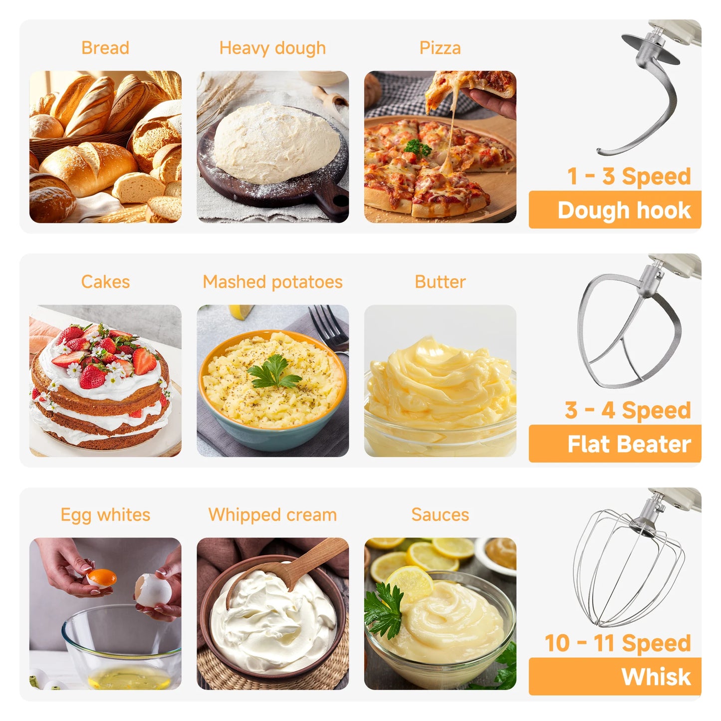 BioloMix 7L Food Mixers for Baking, 1200W DC Motor Stand Mixer, with Dough Hook, Whisk & Beater, Meat Grinder Attachment