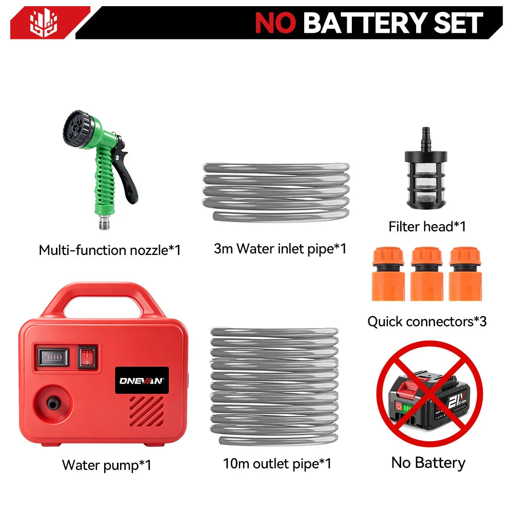 ONEVAN Pompe à eau électrique 260 W, machine d'arrosage sans fil 150 M, outil d'arrosage de jardin rechargeable pour batterie Makita 18 V