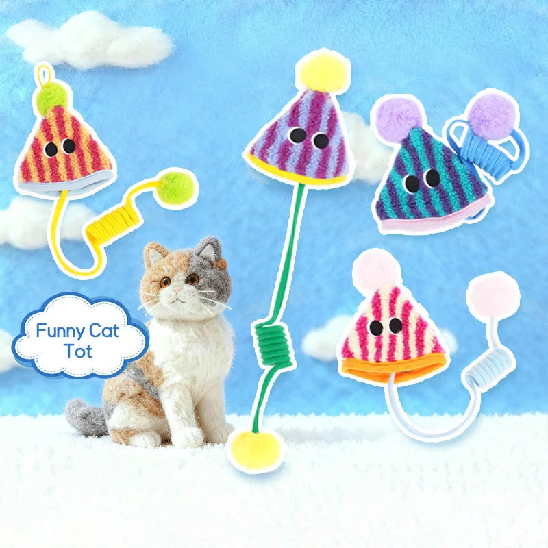 Self-Hey Hanging Door Cat Toy Funny Plush Pet Plush Spring Ball for Cats Lifting Kitten Sound Paper Toys Cat Accessories