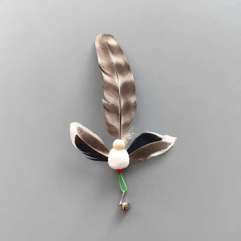 Lot de 3/5 plumes d'insectes artificiels de couleurs aléatoires, accessoires pour jouets à teaser pour chat, têtes de rechange pour cannes à pêche pour animaux