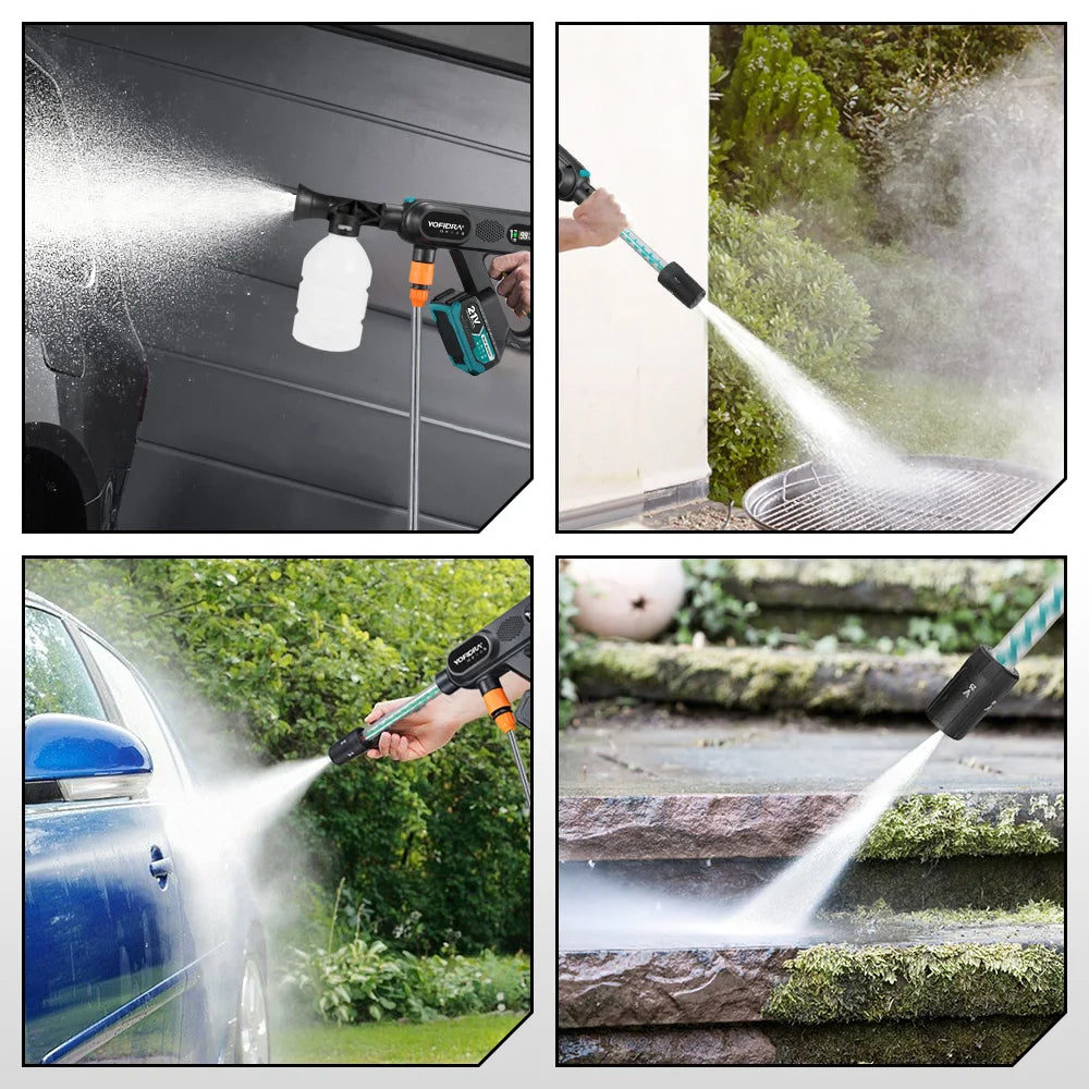 YOFIDRA 5IN1 220Bar Brushless Electric High Pressure Car Washer Gun Water Spray Gun Washing Power Tools For Makita Battery Pin