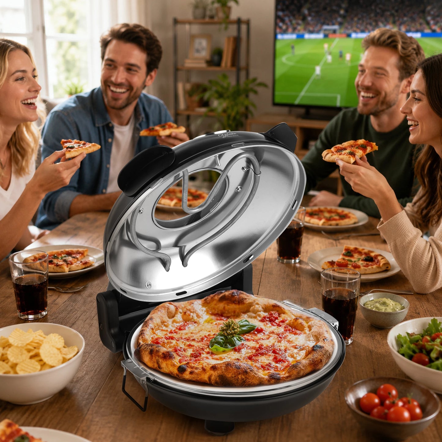 Klaif Electric Pizza Maker, 420℃, 1200 Watt, 5 Separate Temperature Levels, Flame Resistant Stone Plate 1200W 32cm