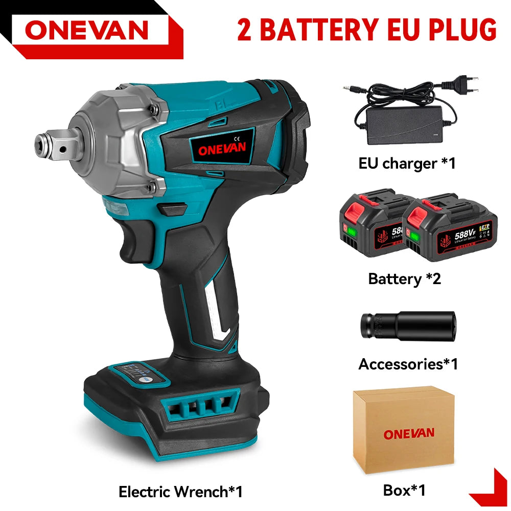 ONEVAN 1200N.M Torque Brushless Electric Impact Wrench 1/2 Inch Cordless Electric Wrench Power Tools For Makita 18V Battery Pin