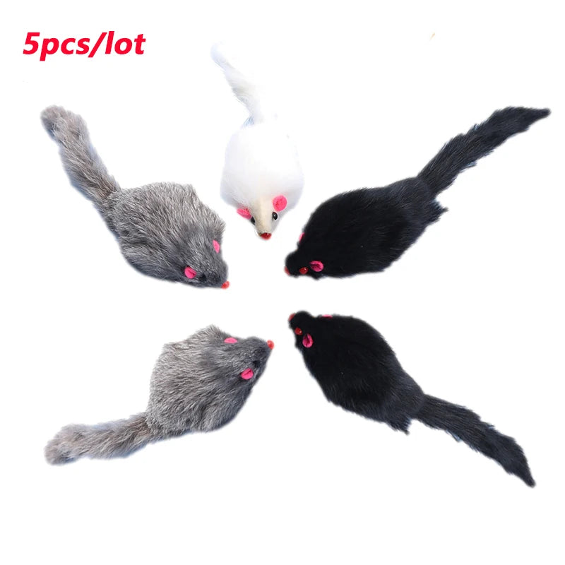 5/10Pcs False Mouse Cat Toy Long-haired Tail Mice With Sound Plush Soft Mouse Toys for Cats Bite-Resistant Kitten Playing Toys